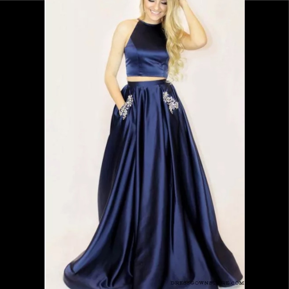 Sherri Hill Navy Two Piece Gown